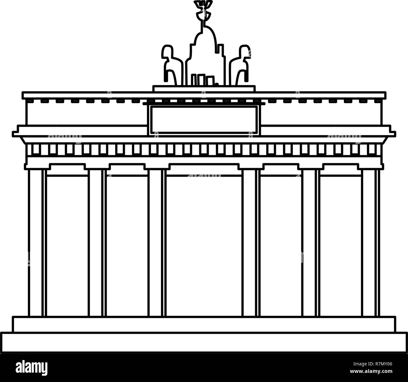 Brandenburger Tor Denkmal in Schwarz und Weiß Stock Vektor