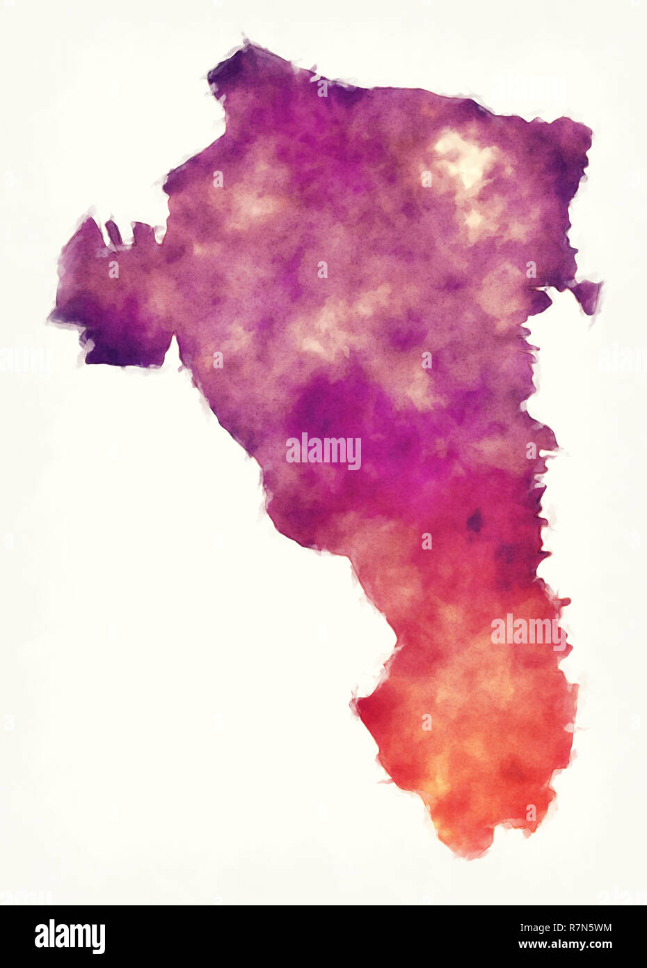 Gavleborg county Aquarell Karte von Schweden vor einem weißen Hintergrund Stockfoto