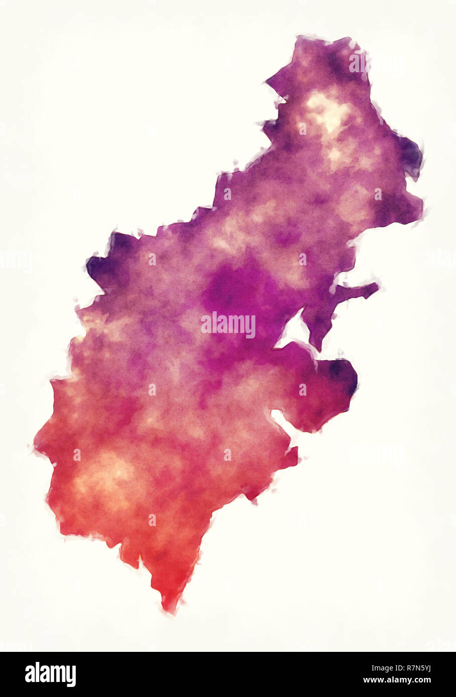 Stockholm county Aquarell Karte von Schweden vor einem weißen Hintergrund Stockfoto