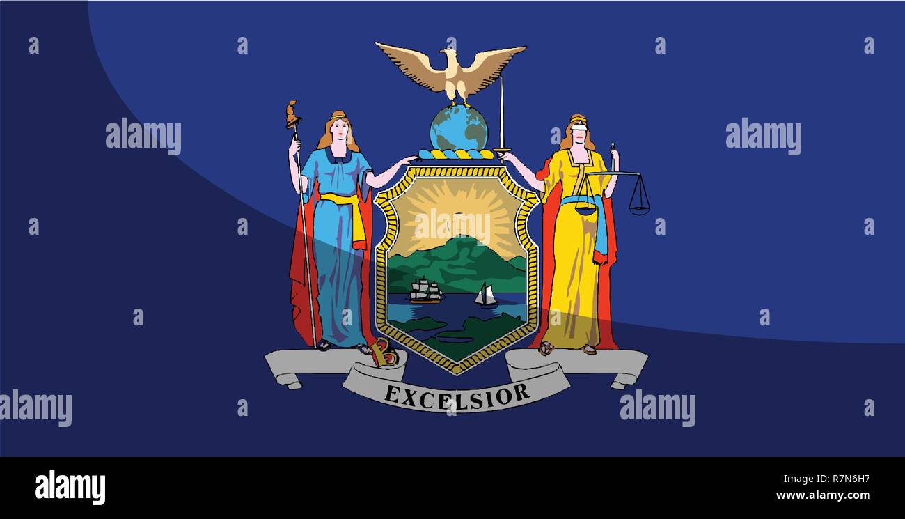 Die Flagge des Staates New York, bedeckt mit Schatten Stock Vektor