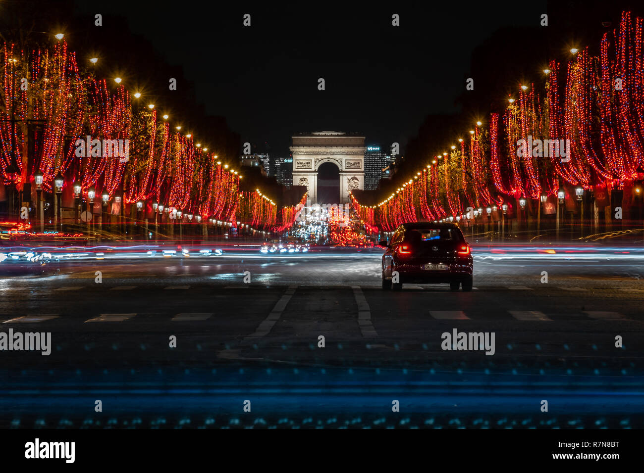 Die Weihnachtsbeleuchtung der Champs Elysee, Paris, Frankreich Stockfoto