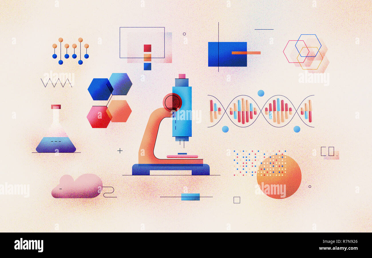 Genomische Analyse von DNA-Sequenz im Labor. Bioinformatik Forschung für biologische Informationen. Daten Wissenschaft Technologie Entwicklung. Stockfoto