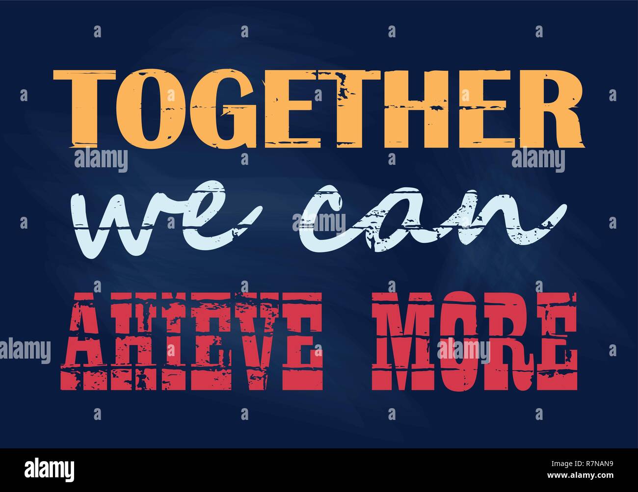 Inspirierende motivation Zitat zusammen können wir mehr Vector Typografie Poster erreichen Stock Vektor