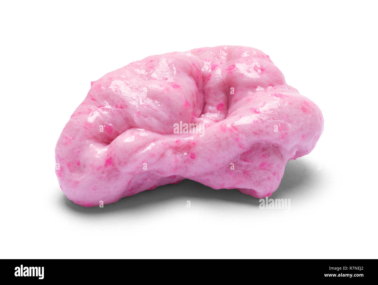 Rosa gekauten Gummi isoliert auf weißem Hintergrund. Stockfoto