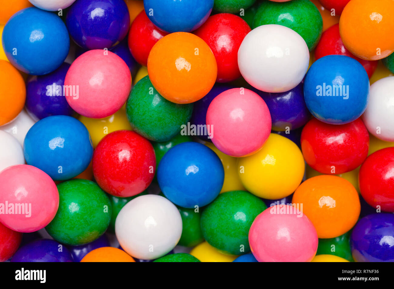 Nahaufnahme von Bubble Gum Haufen Hintergrund. Stockfoto