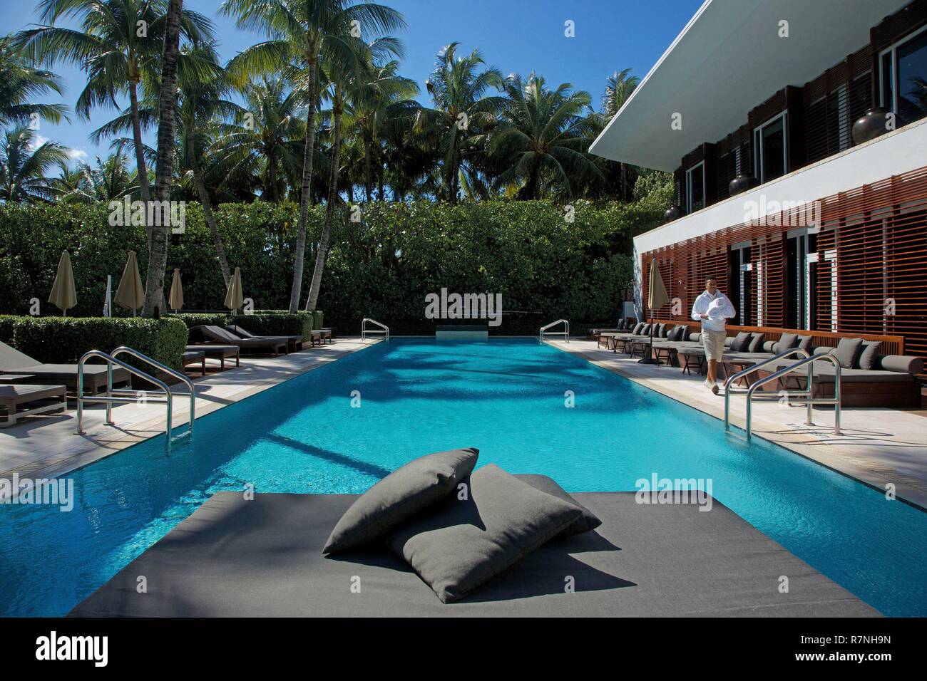 Vereinigte Staaten, Florida, Miami, Schwimmbad des Setai Hotel, befindet sich in der Collins Avenue im Viertel von South Beach in Miami Beach Stockfoto