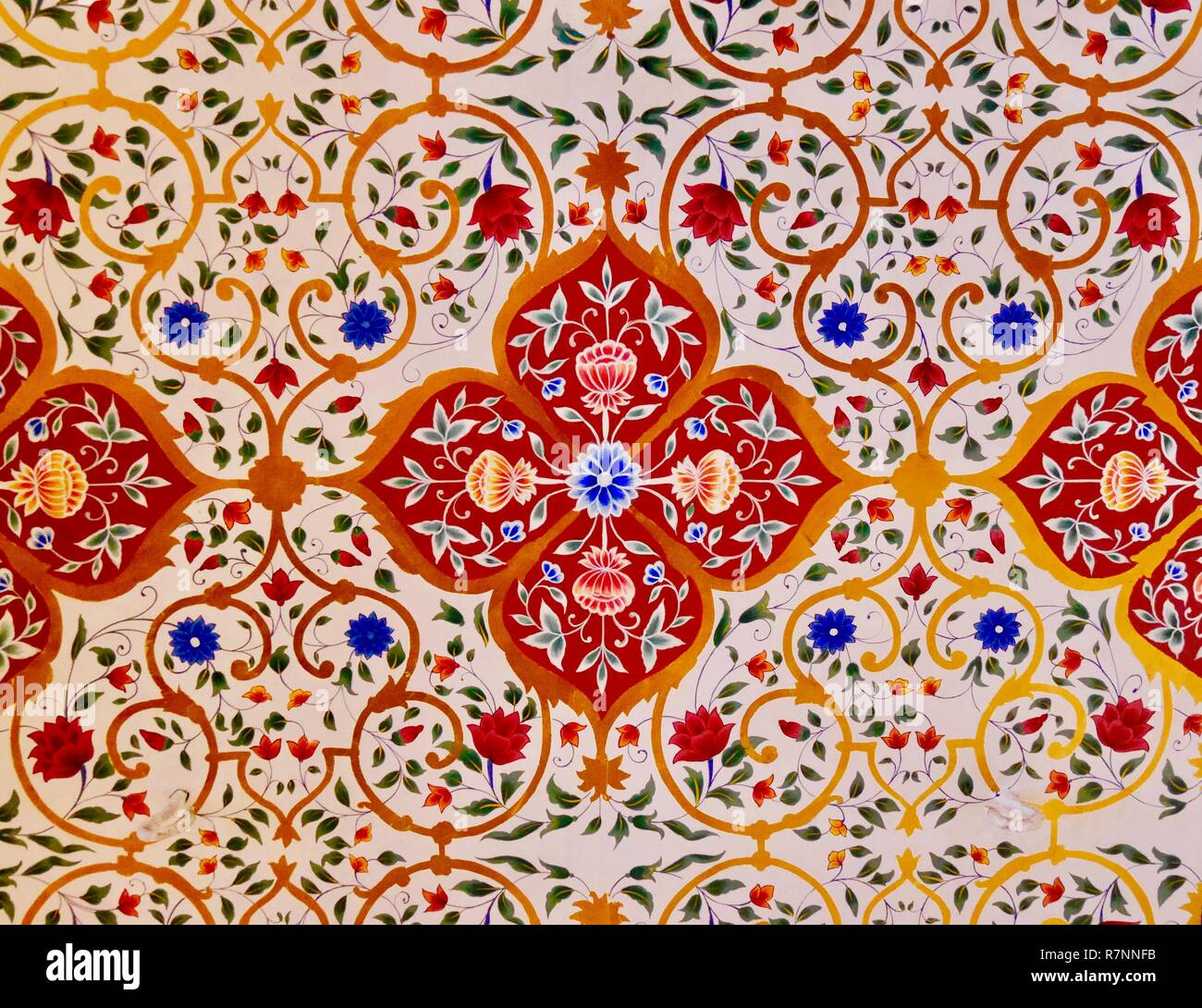 Schöne, filigrane traditionellen floralen Muster, Rajasthan, Indien Stockfoto