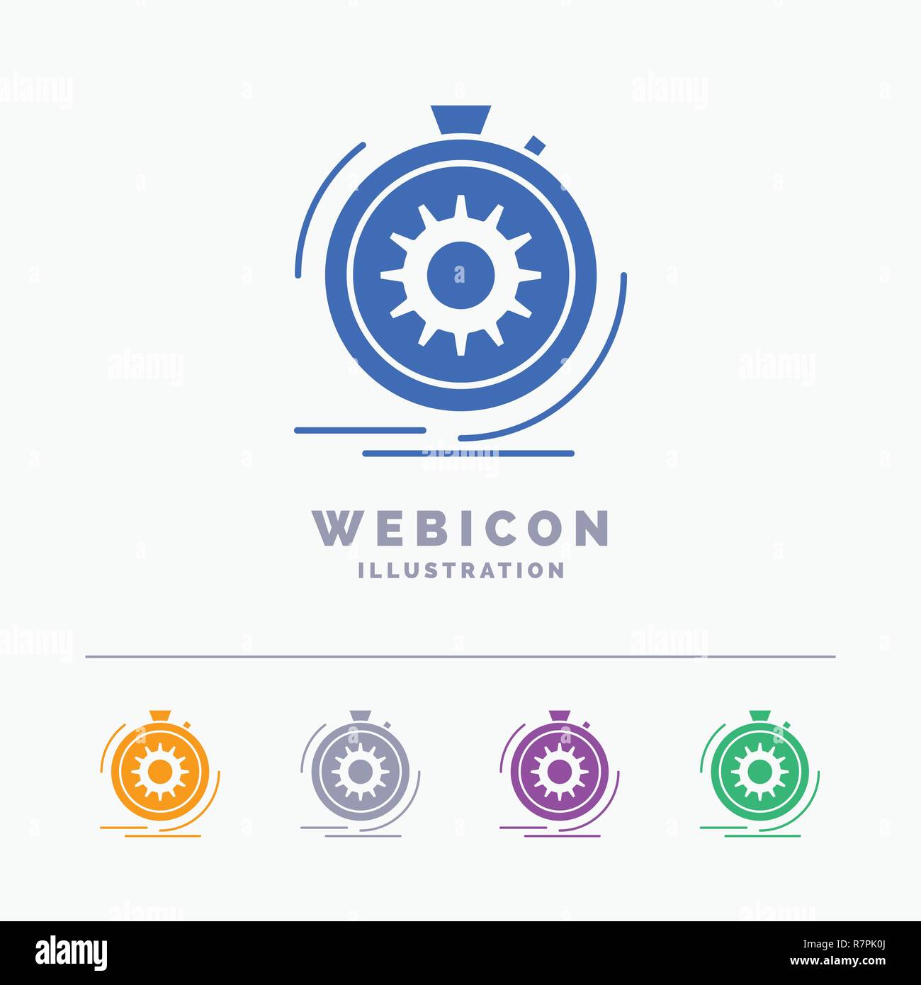 Aktion, schnell, Leistung, Geschwindigkeit 5 Farbe glyphe Web Icon Vorlage isoliert auf Weiss. Vector Illustration Stock Vektor