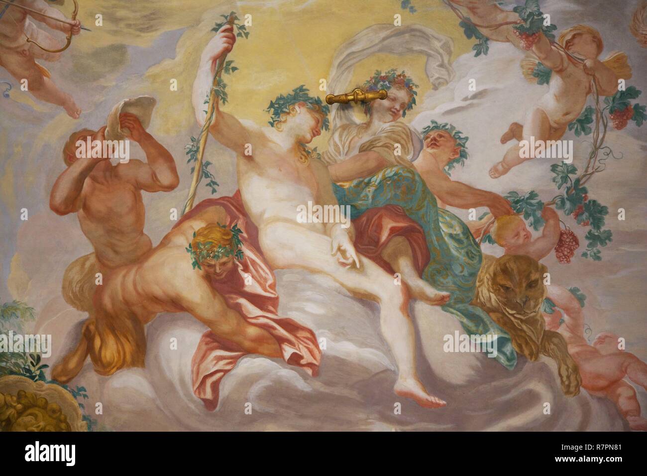 Italien, Ligurien, Gene, Palast der Rolli, Decke der Roten Palast mit Rokoko Gemälde Stockfoto
