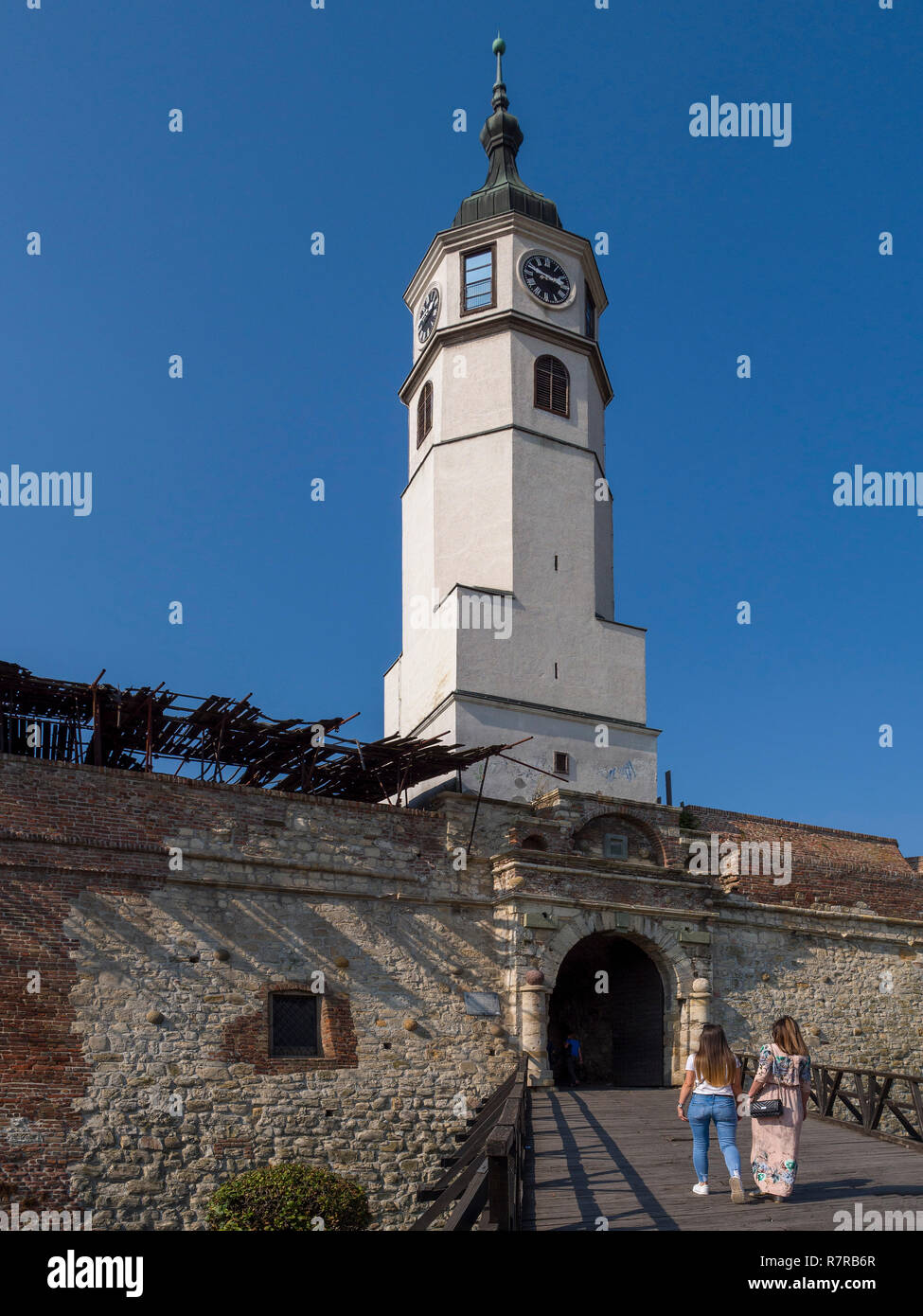 Clock Tower und Tor, Festung, Belgrad, Serbien, Europa Stockfoto