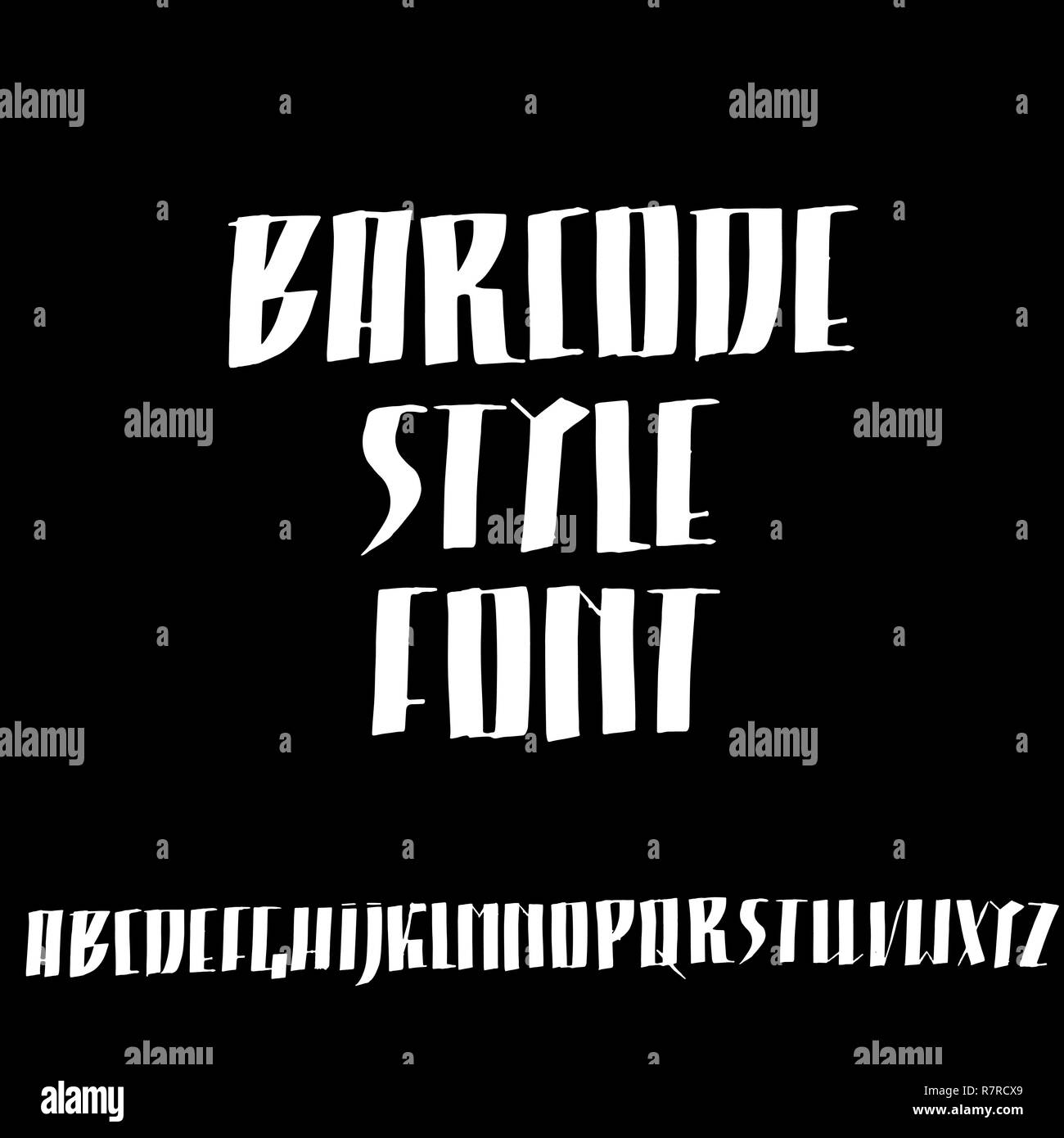 Grunge Tinte Font. Einfache barcode Skript. Vector Illustration. Stock Vektor