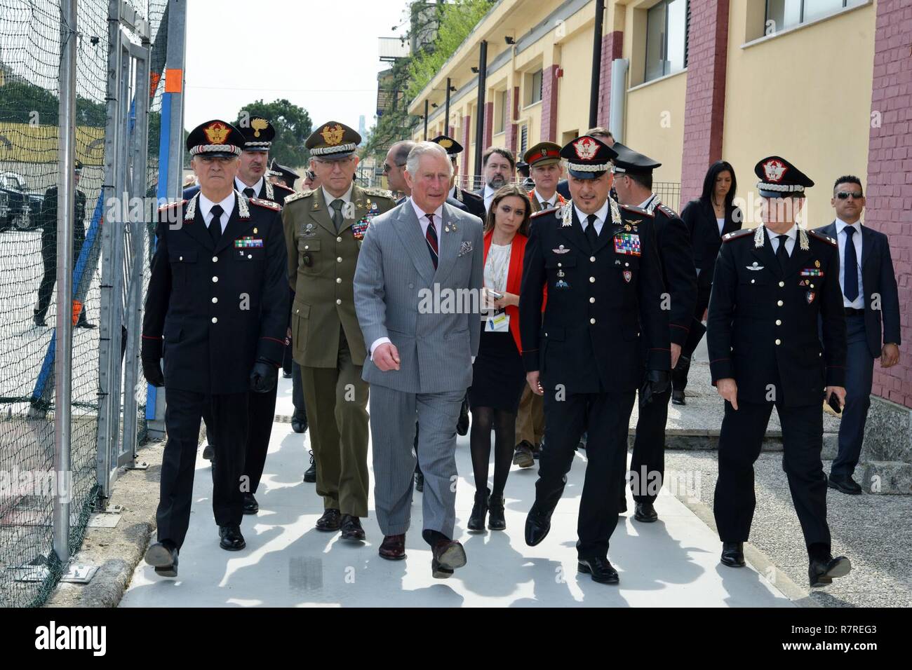 Seine Königliche Hoheit, Prinz Charles, Prinz von Wales, während eines Besuchs im Center of Excellence für Stabilität Polizei Units (CoESPU) Vicenza, Italien, April 1, 2017. Stockfoto