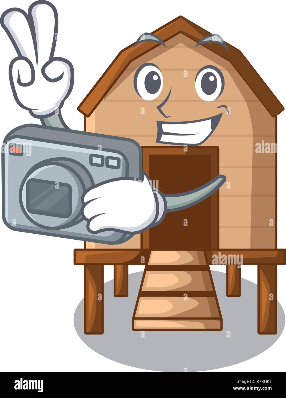 Fotograf Huhn in einem auf Charakter coop Stock Vektor
