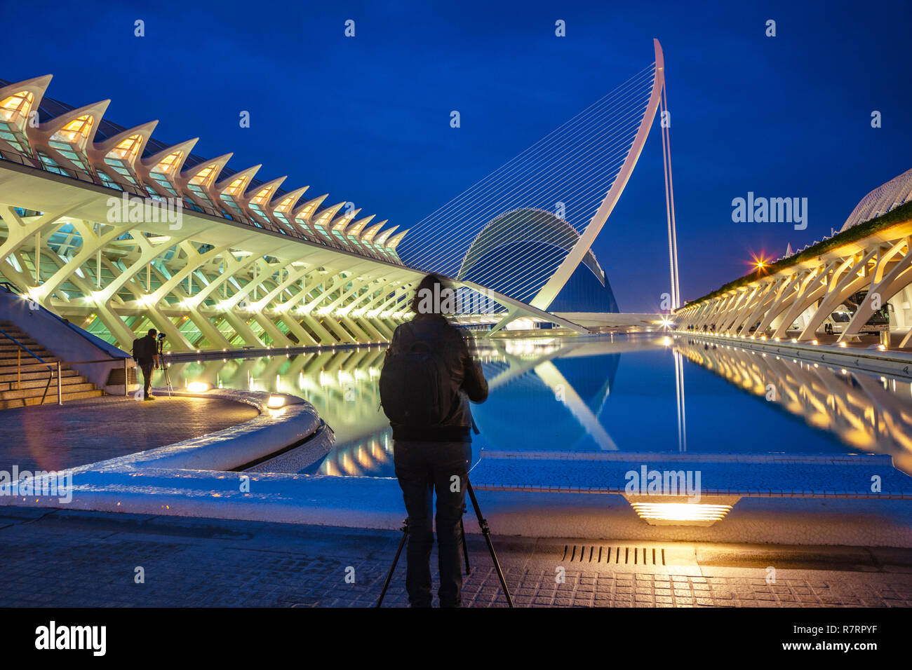 Principe Felipe Wissenschaftsmuseum und Agora. Stadt der Künste und Wissenschaften. Architekten Santiago Calatrava. Valencia.Comunidad Valencia. Spanien. Europa Stockfoto