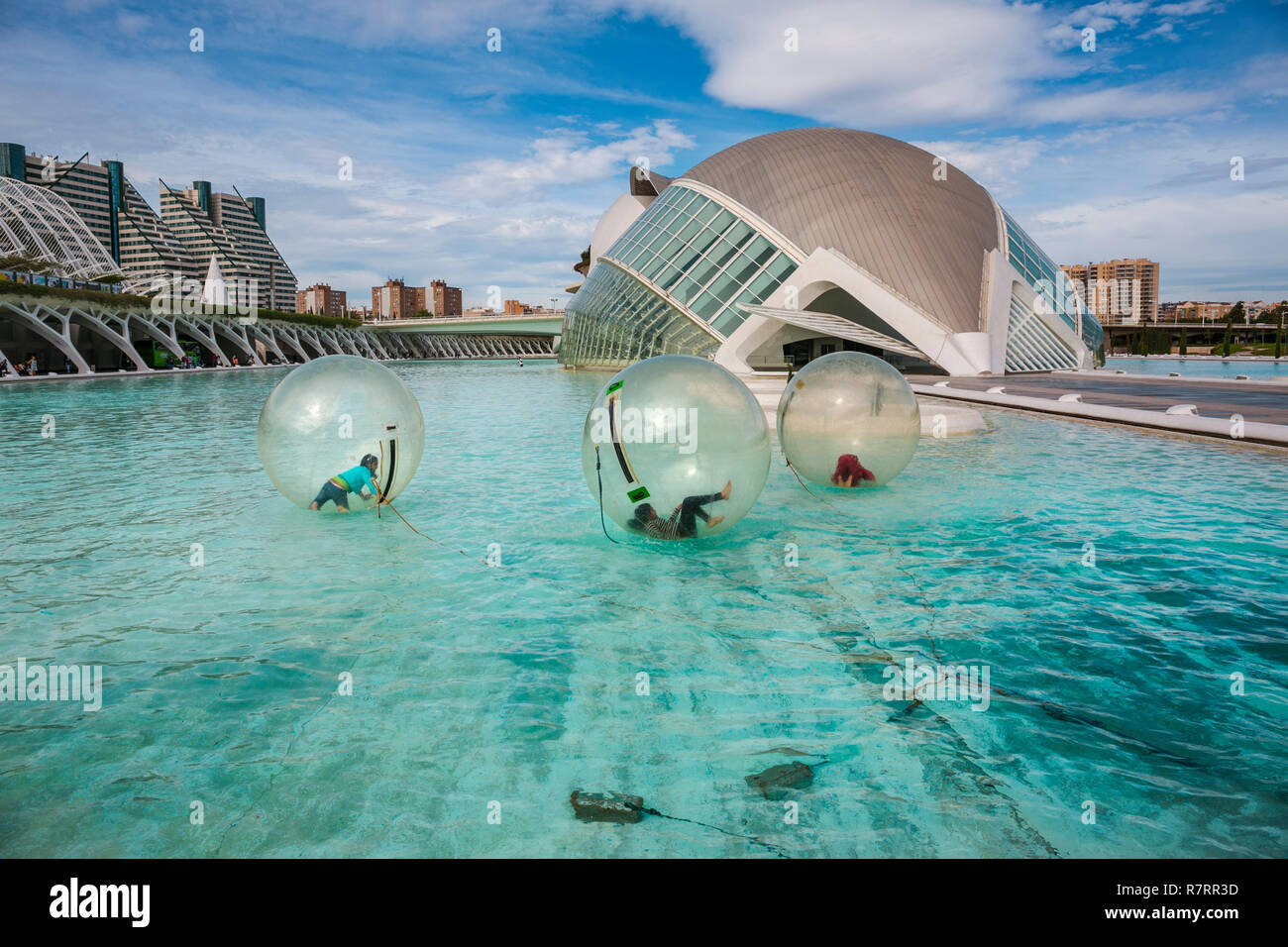 Hemisferic. Stadt der Künste und Wissenschaften. Architekten Santiago Calatrava. Valencia. Comunidad Valencia. Spanien. Europa Stockfoto