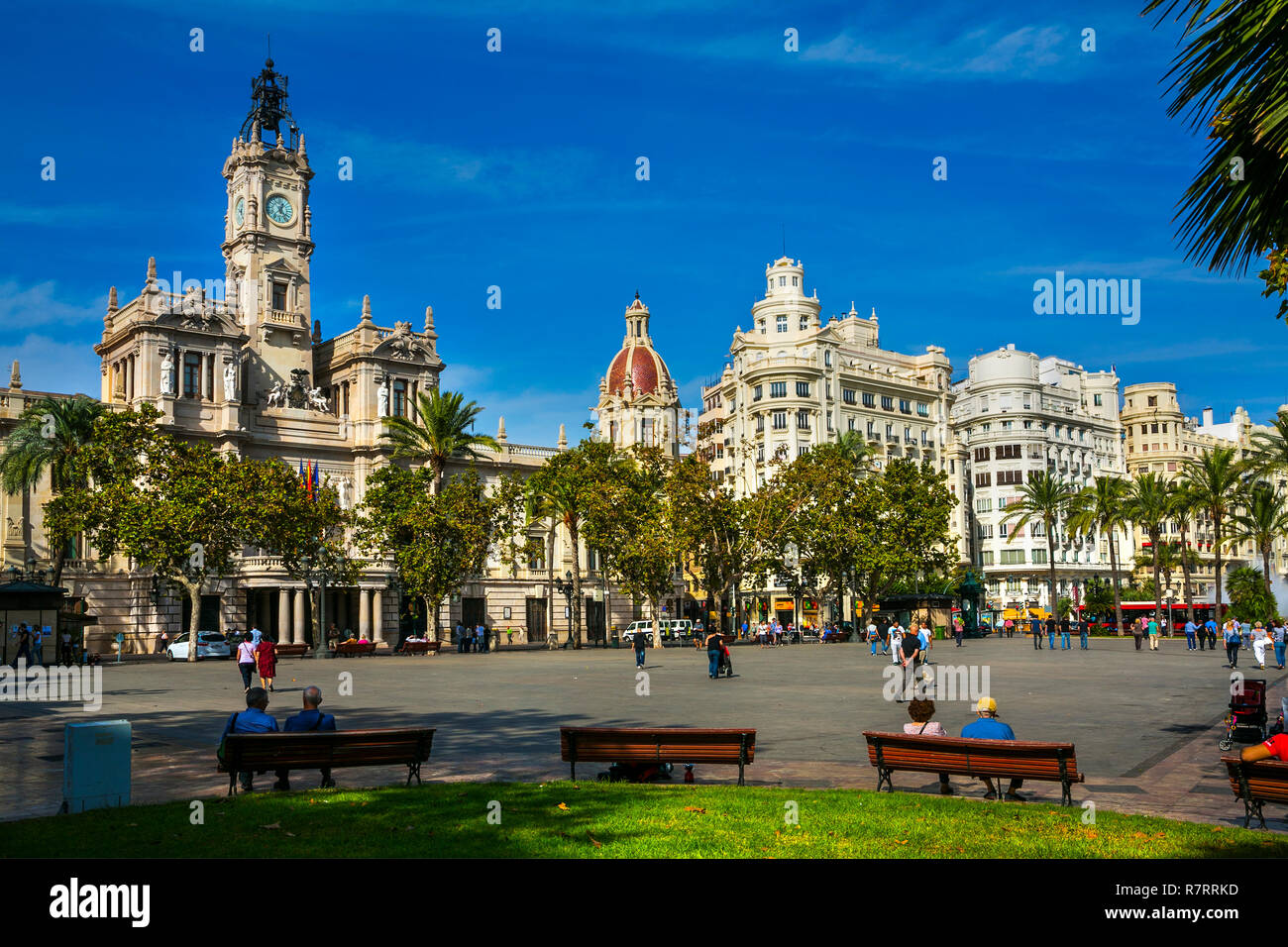 Rathausplatz. Valencia. Comunidad Valenciana. Spanien Stockfoto
