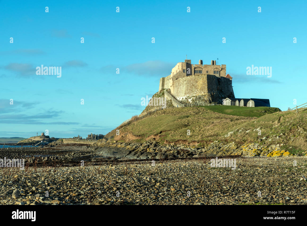 Lindisfarne Schloß, Holy Island, Northumberland Stockfoto