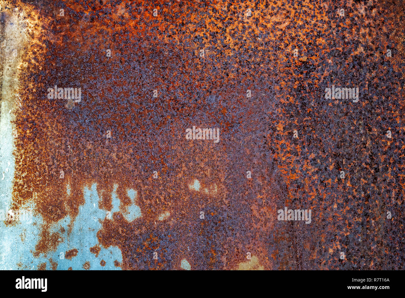 Rost-Muster auf Stahlblech Stockfoto