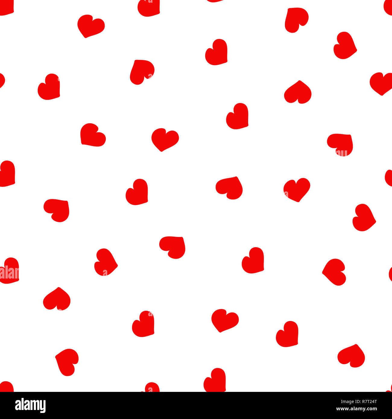 Nahtlose Muster für den Valentinstag. Süße hand Herz auf weißem Hintergrund Stockfoto