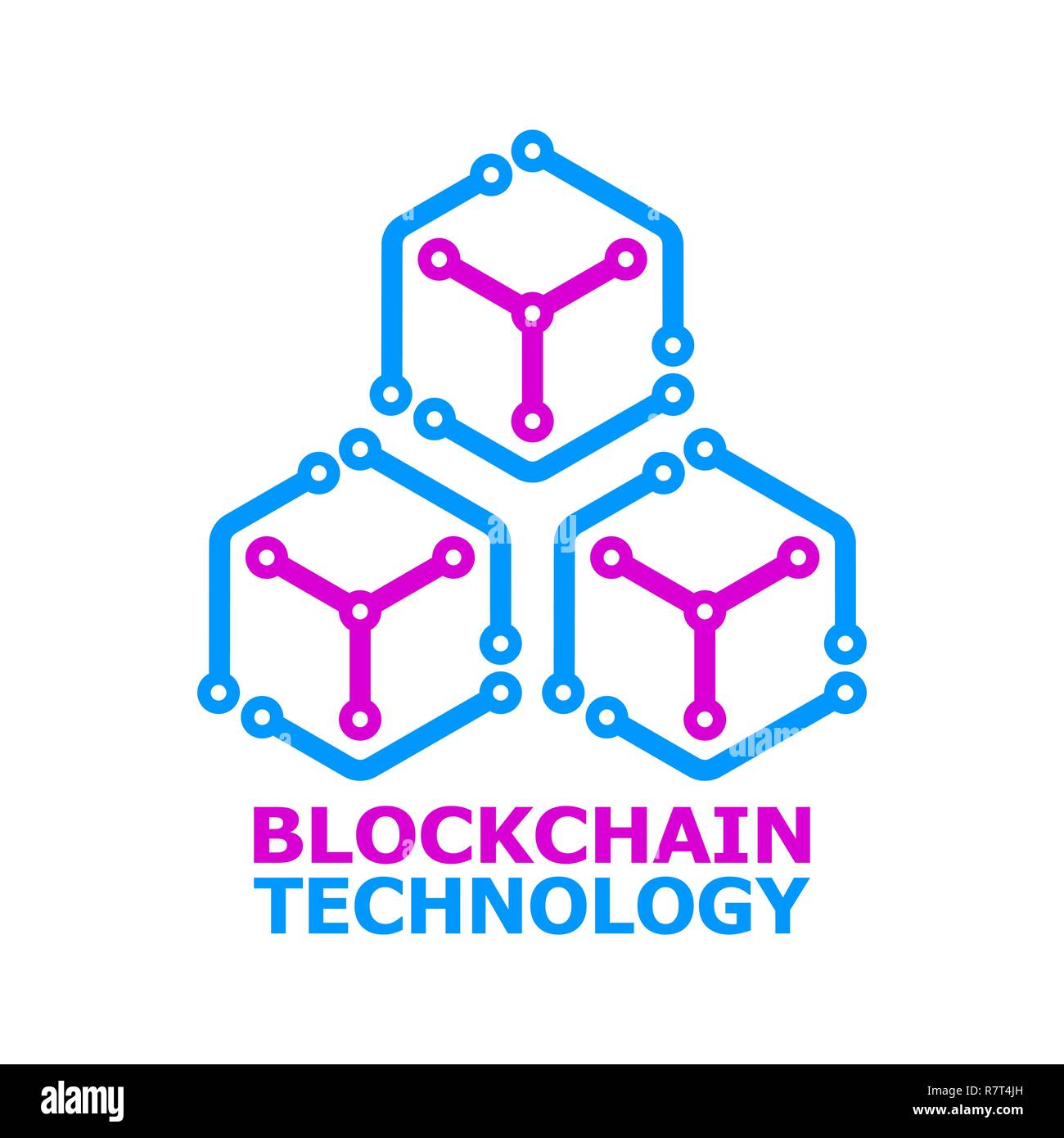 Blockchain Vektor bunte logo-Element auf weißem Hintergrund. Stock Vektor