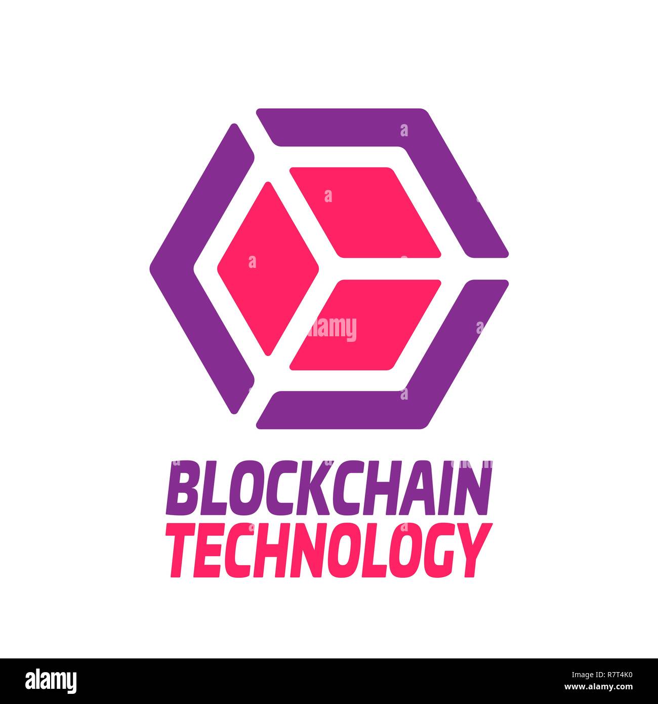 Blockchain Technologie - Vektor logo template Konzeption Illustration. Geometrisch-abstrakte Geschäft Zeichen. Digitale crypto Währung kreative Symbol. Grafik Design Element. EPS 10. Stock Vektor