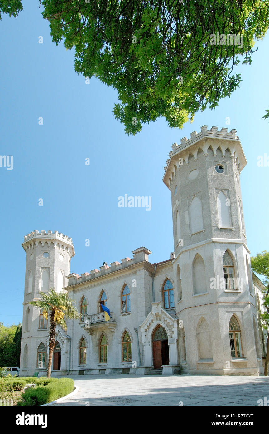 Golizyn Palast oder Gaspra Palace Sanatorium Jasnaja Poljana, in der Nähe von Miskhor, Krim, Ukraine Stockfoto
