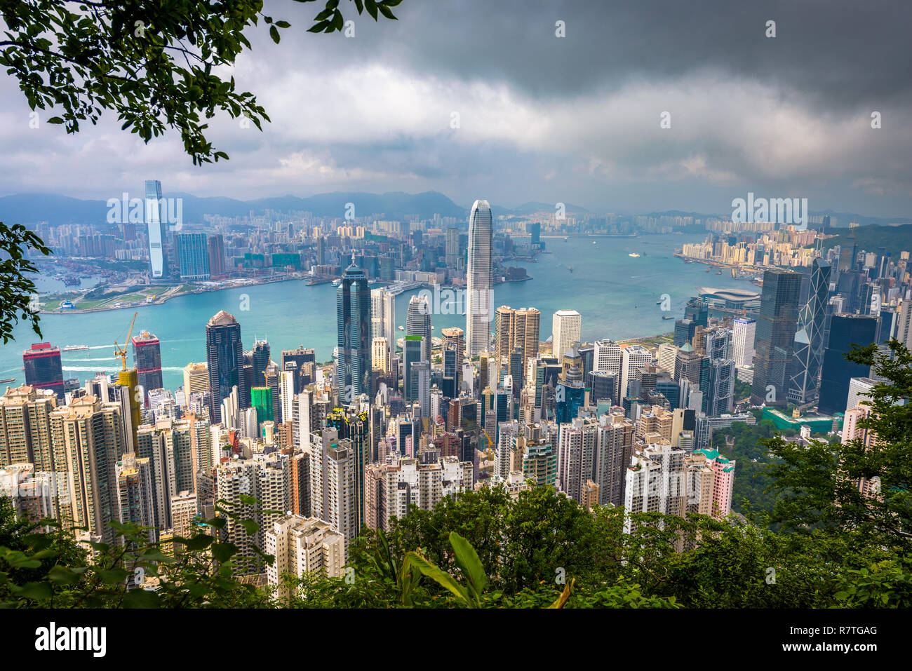Skyline von Hong Kong, China vom Victoria Peak. Stockfoto