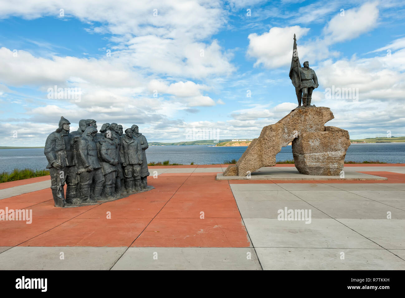 Denkmal für die ersten Revkom, erste revolutionäre Komitees, Anadyr, tschukotka Autonomen Okrug, Russland Stockfoto