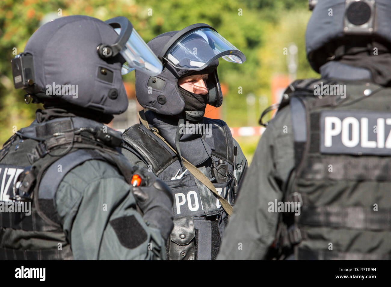 Spezialeinsatzkommandos, SEK, die spezielle Response Unit der Deutschen Polizeien, während einer Übung des NRW-Polizei Stockfoto