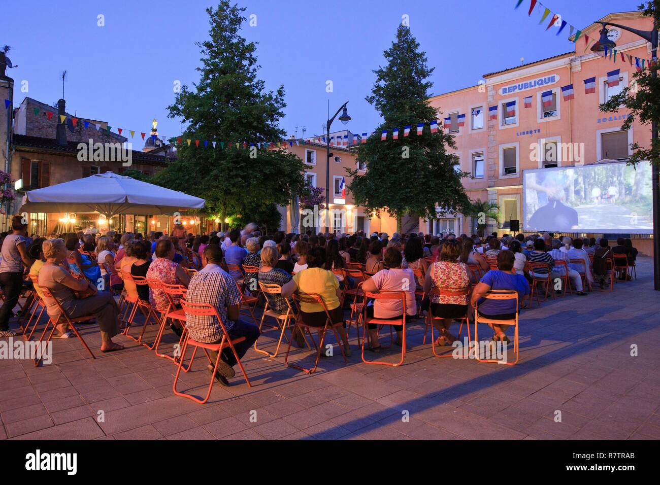 Frankreich, Var, Dracenie, Vidauban, Open-Air-Kino Stockfoto