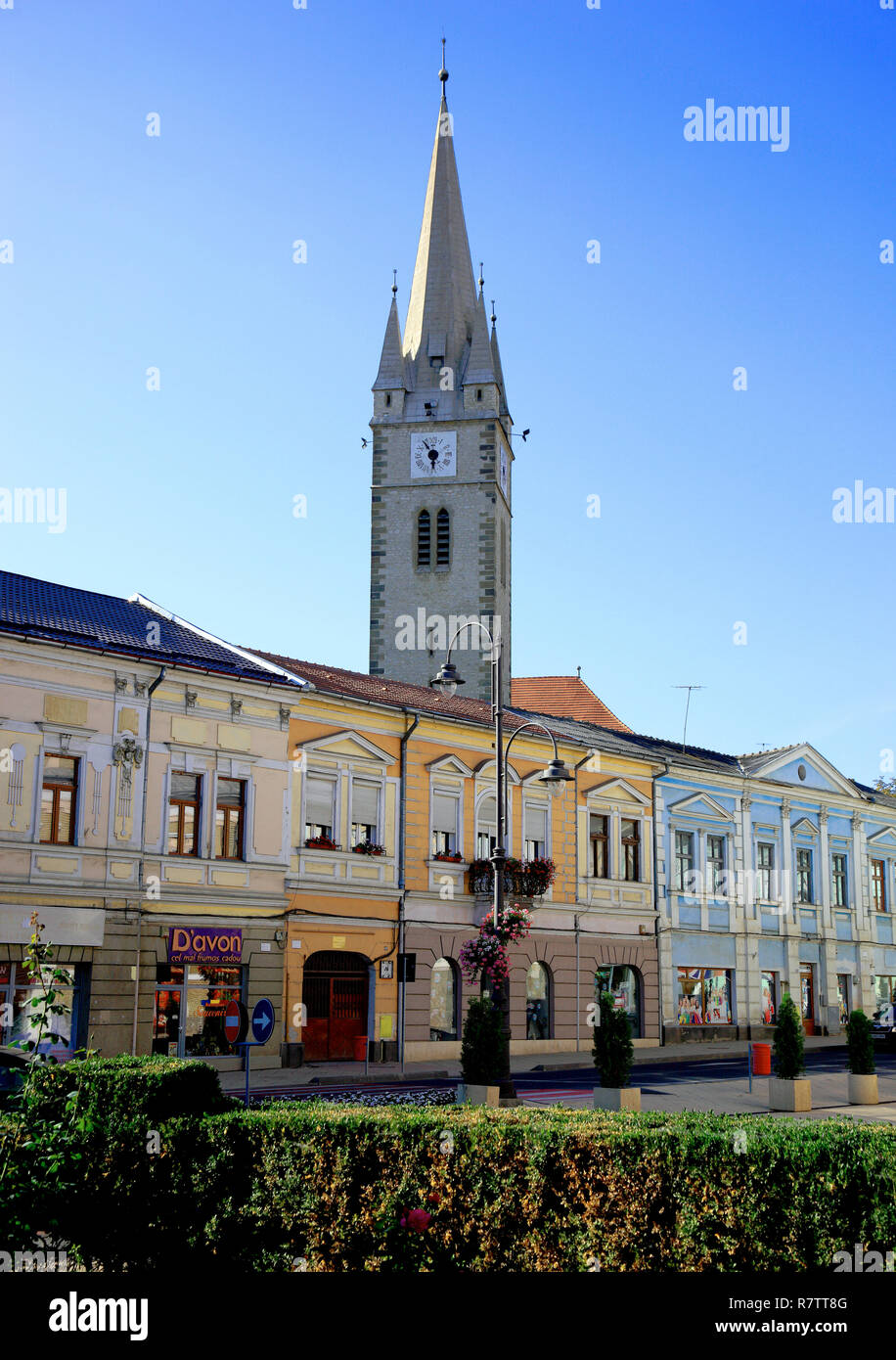 Kirchturm der reformierten Kirche, Werk Turda, Kreis Cluj, Siebenbürgen, Rumänien Stockfoto