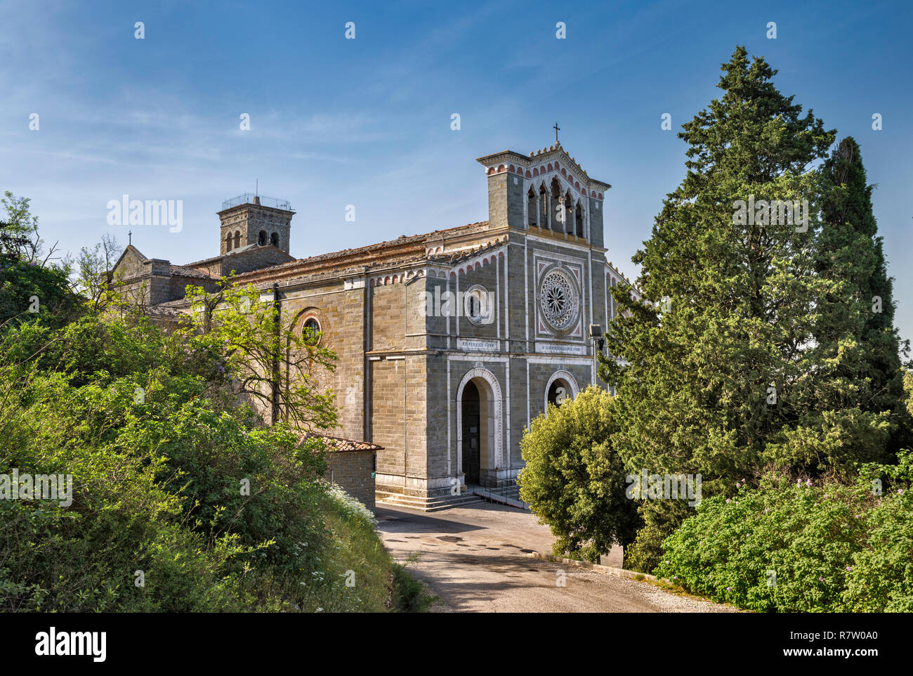Basilica di Santa Margherita, Neugotischen Stil Fassade, in Cortona, Toskana, Italien Stockfoto
