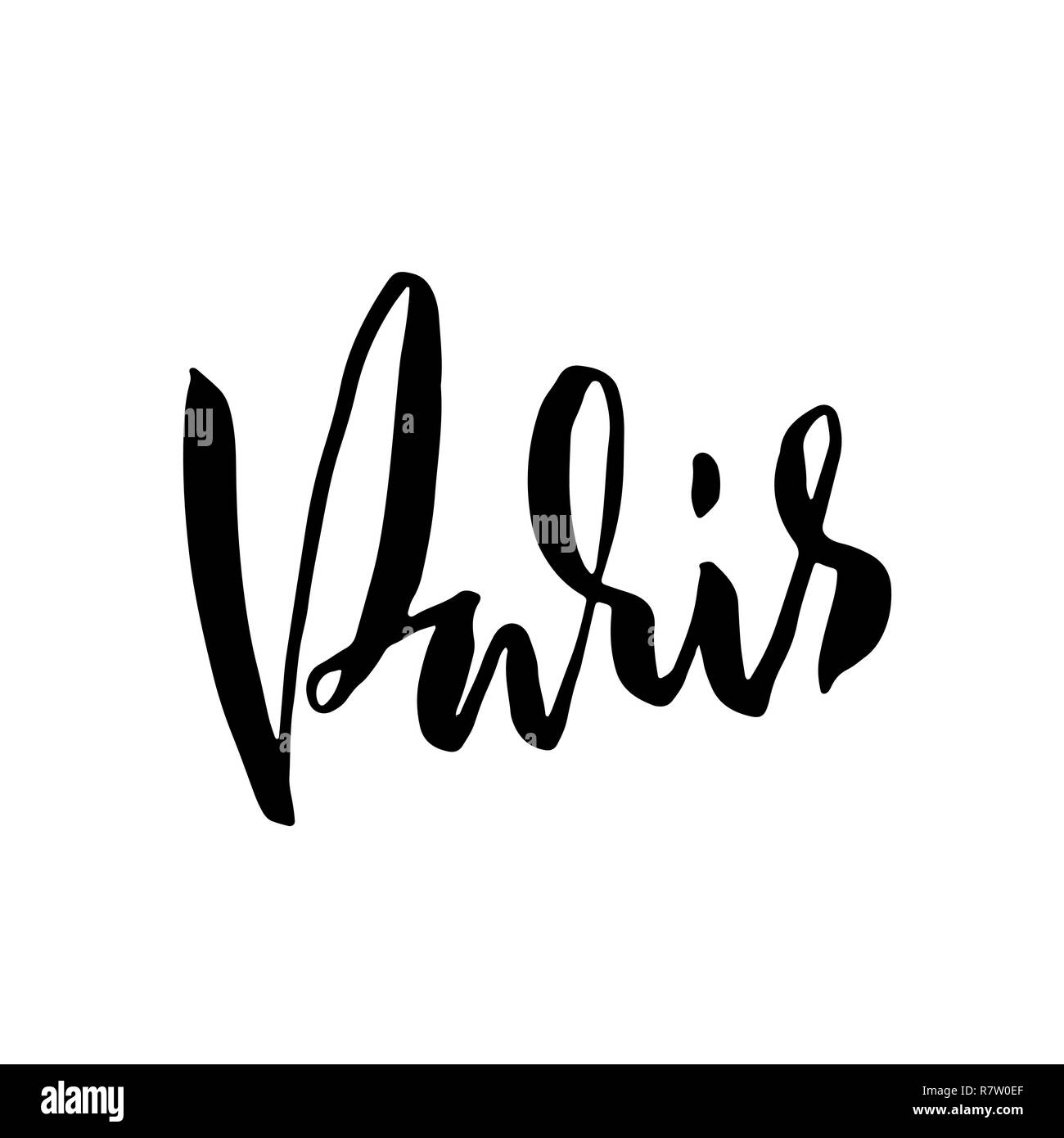 Handschriftliche moderne Bürste Schriftzug Poster. Typografie Banner. Hand gezeichnet Inschrift. Paris. Vector Illustration. Stock Vektor