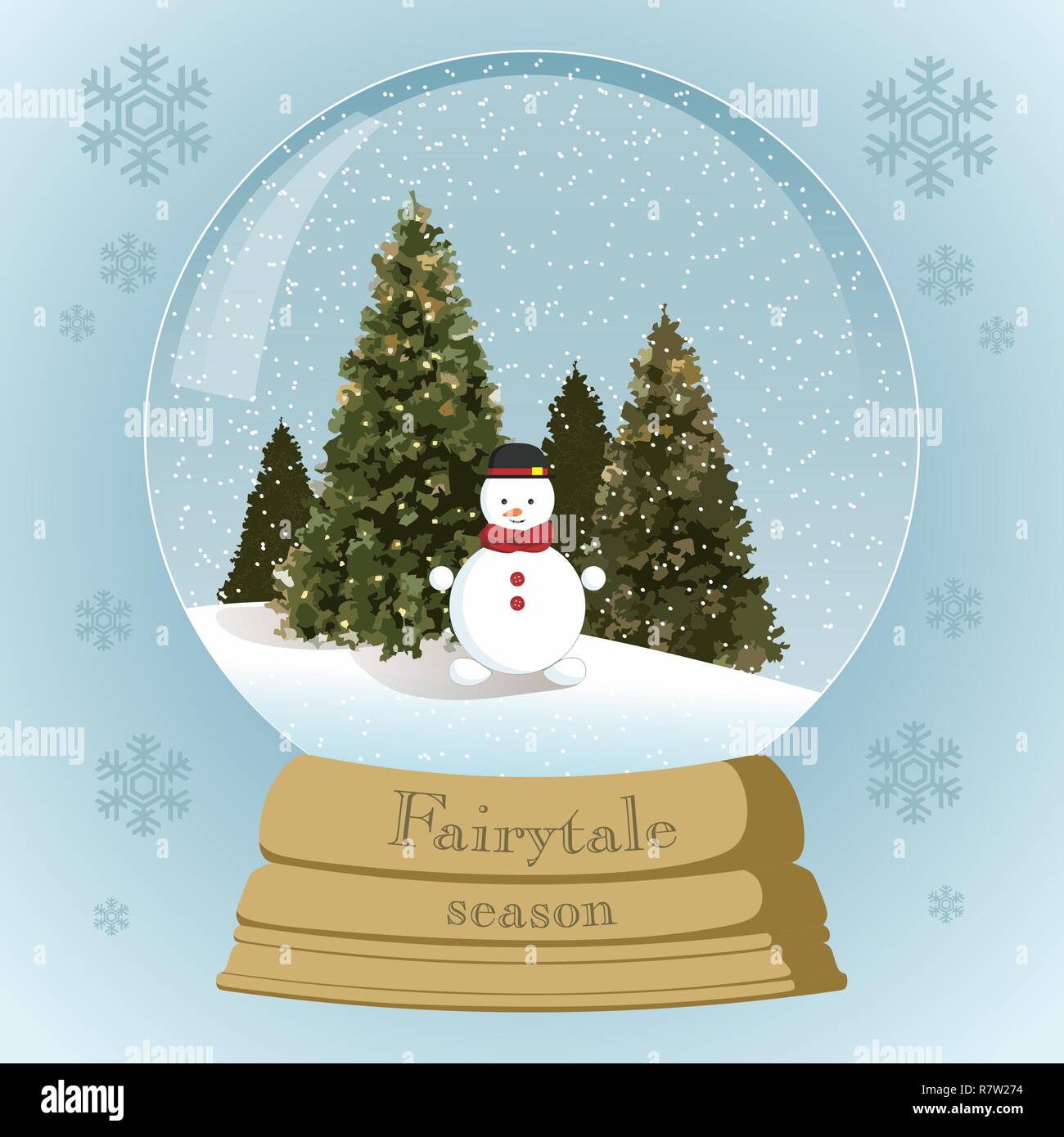 Weihnachten Glas - Kugel mit Schneemann im Wald Stockfoto