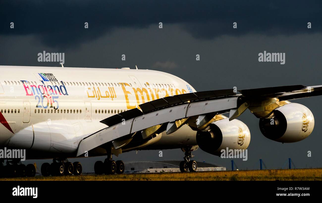 Frankreich, Val d'Oise, Paris Charles de Gaulle Airport, Airbus A380 Stockfoto