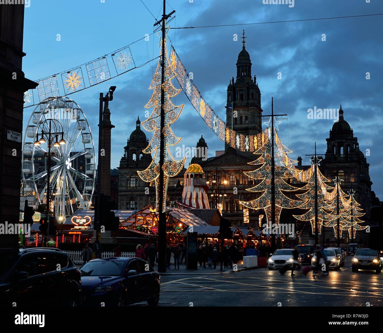 Glasgow George Square Weihnachtsmarkt Stockfoto