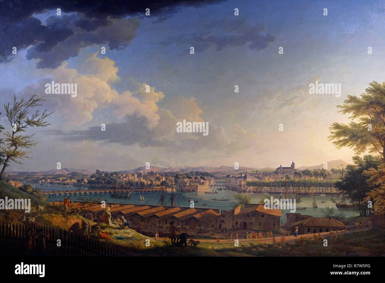 Frankreich, Pyrenees Atlantiques, Baskenland, Bayonne, baskische Museum, Blick auf den Hafen von Bayonne gemalt 1760 von Joseph Vernet Stockfoto