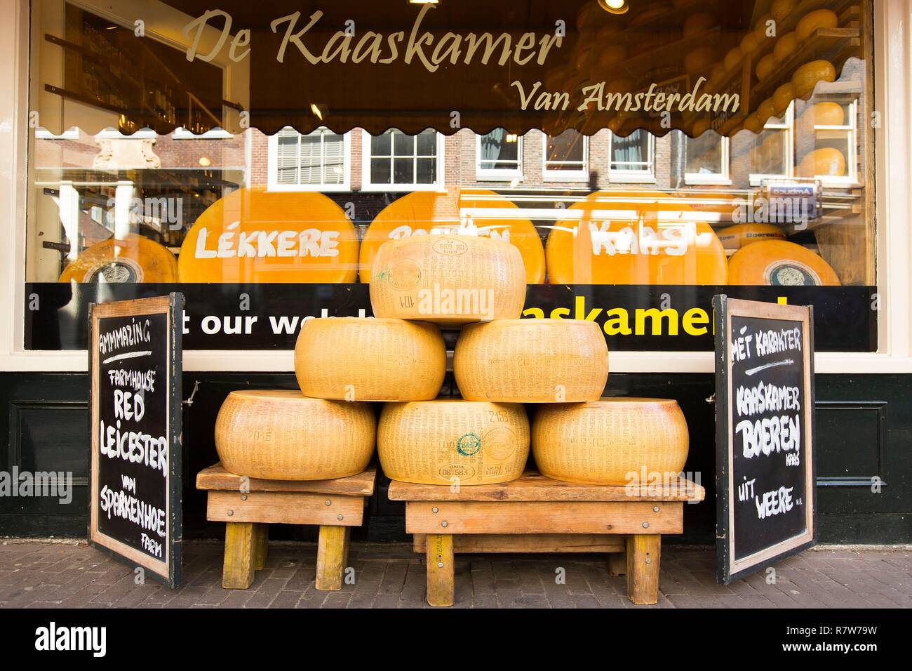Niederlande, Nord Holland Provinz, Amsterdam, Käse shop auf Leidestraat Straße im Stadtteil Jordaan Stockfoto