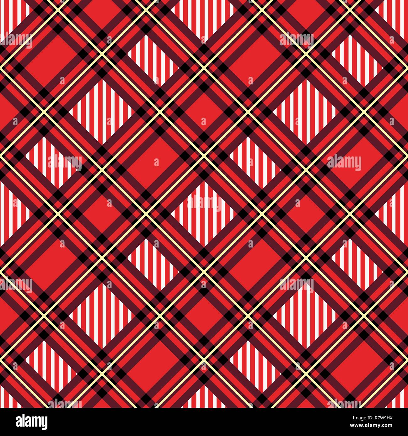 Menzies tartan red Kilt diagonal Stoff Textur nahtlose Muster. Vector Illustration. EPS 10. Stock Vektor