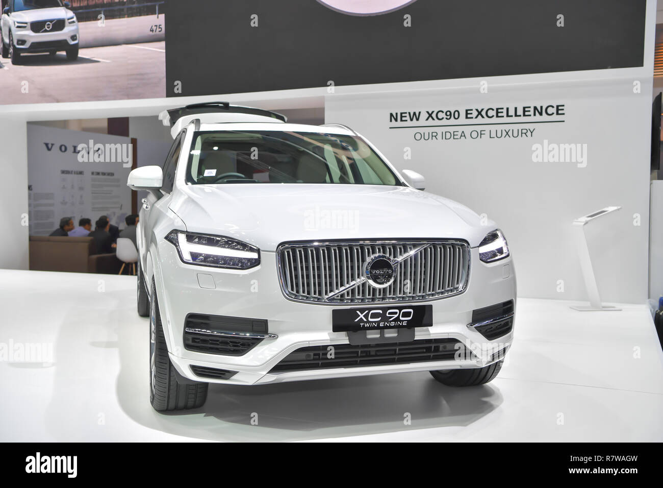 NONTHABURI - 28. NOVEMBER: Volvo XC90 Auto auf Anzeige an der 35th Thailand International Motor Expo am 28. November 2018 in Nonthaburi, Thailand. Stockfoto