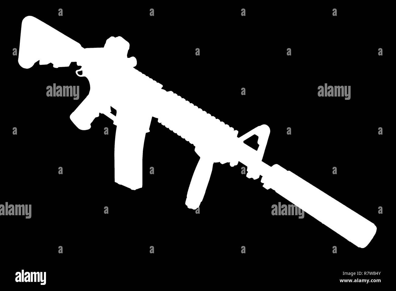 M4 mit Suppressordiode - Special forces Gewehr schwarze Silhouette Stockfoto