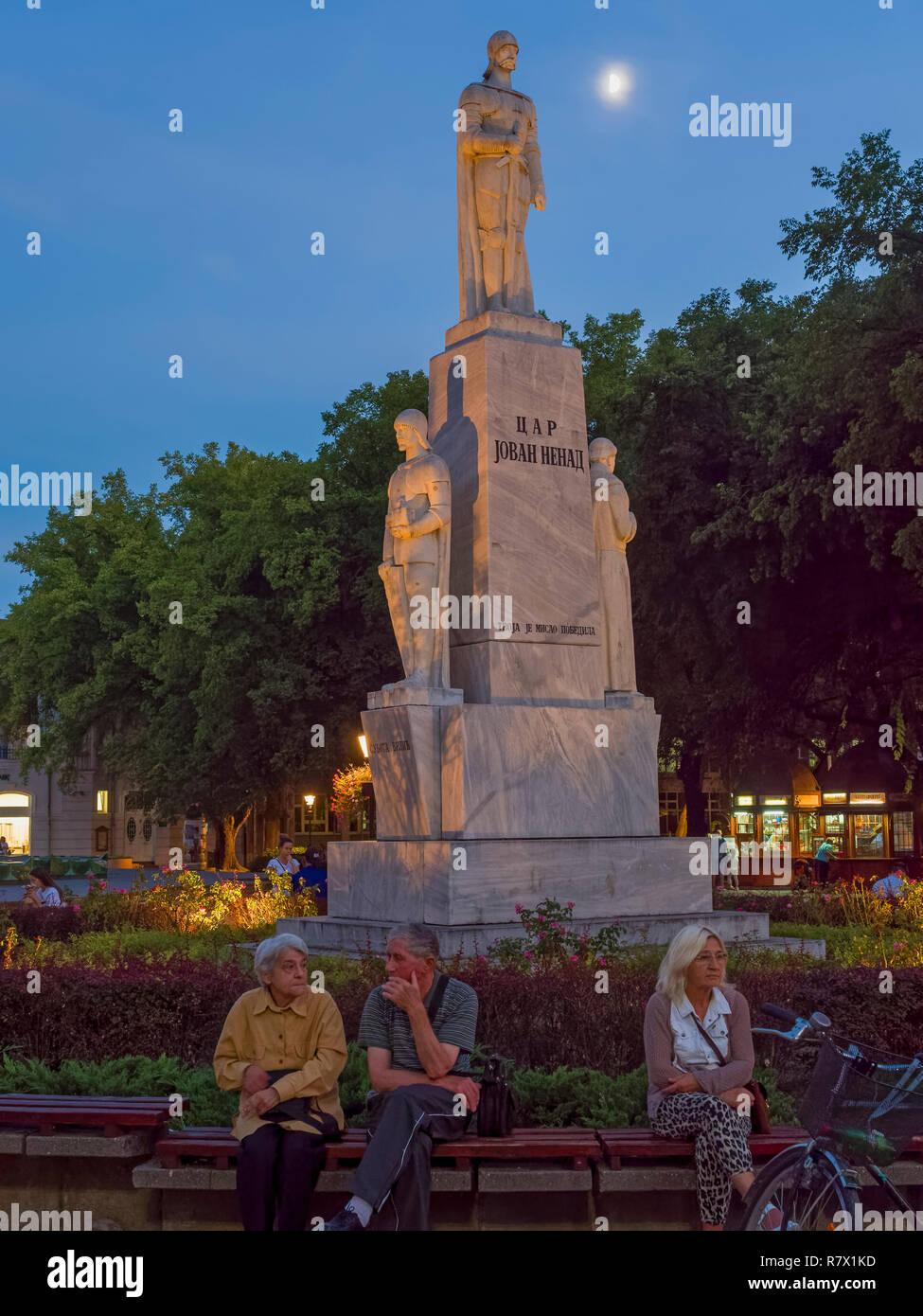 Denkmal am Trg Slobode, Novi Sad, Vojvodina, Serbien, Europa Stockfoto