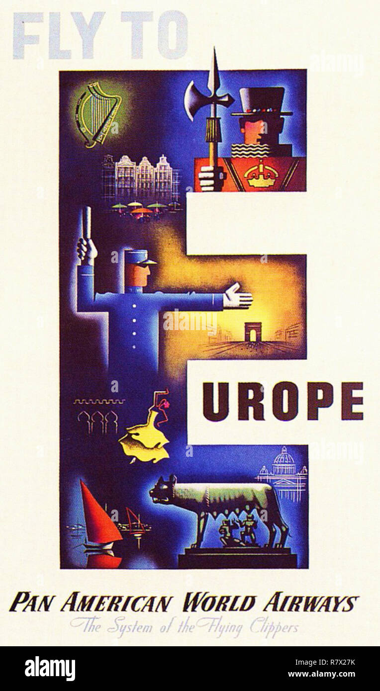 Europa Pan American - Vintage Travel Poster Stockfoto
