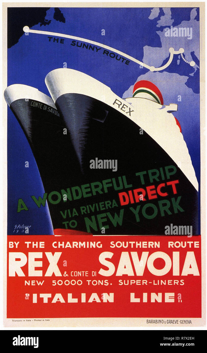 Von der charmanten südlichen Route Italienische Linie - Vintage Travel Poster Stockfoto