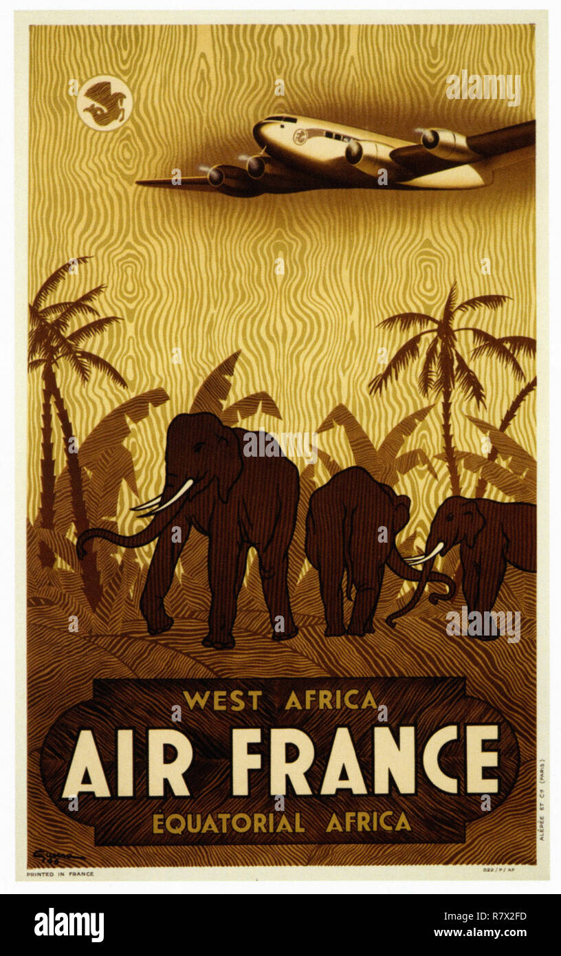 Air France besuchen West Äquatorial Afrika - Vintage Travel Poster Stockfoto