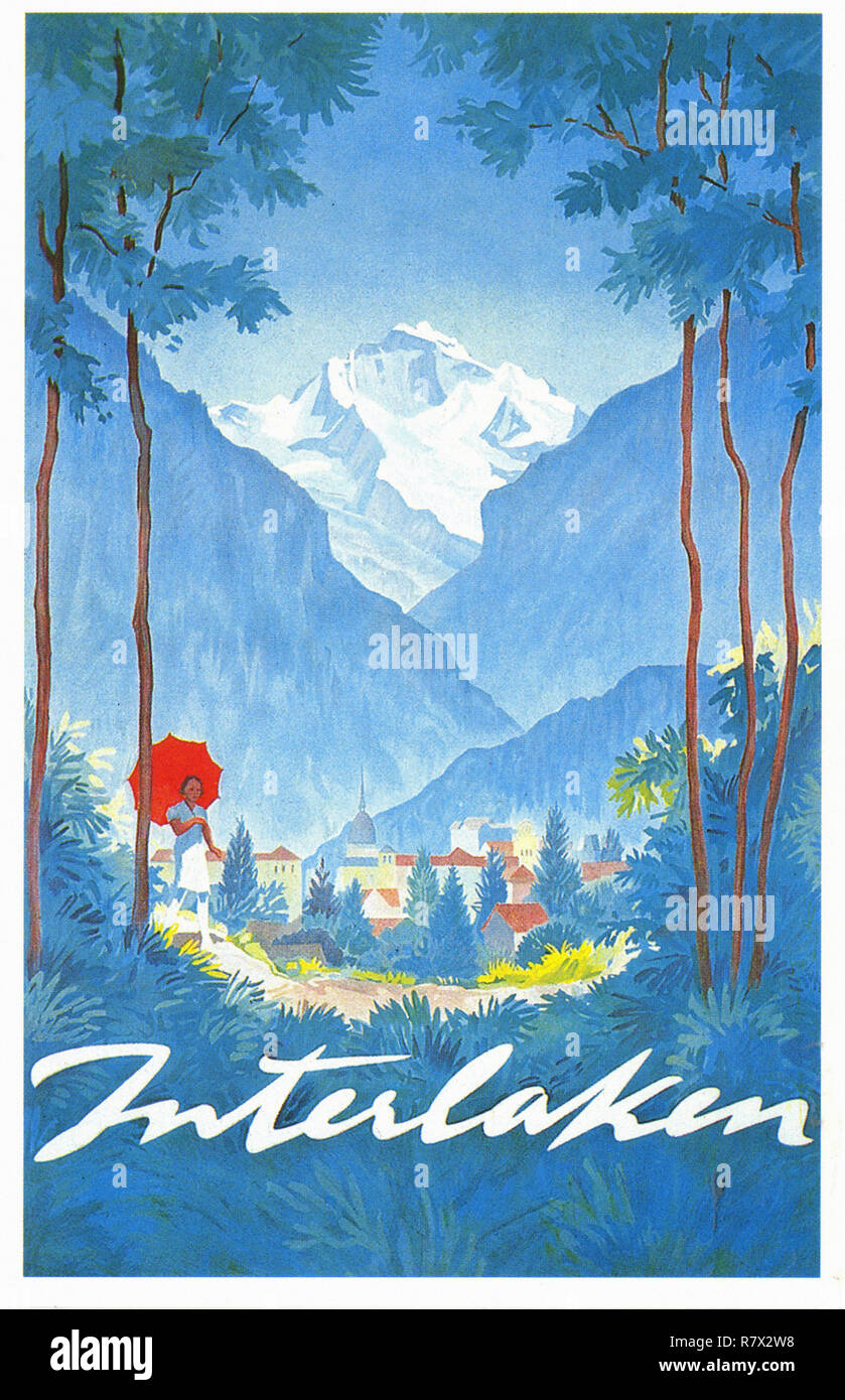 Interlaken 2 - Vintage Travel Poster Stockfoto