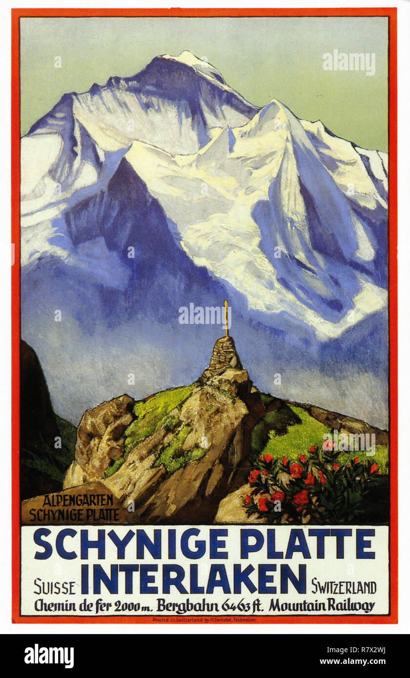 Schynige Platte Interlaken - Vintage Travel Poster Stockfoto