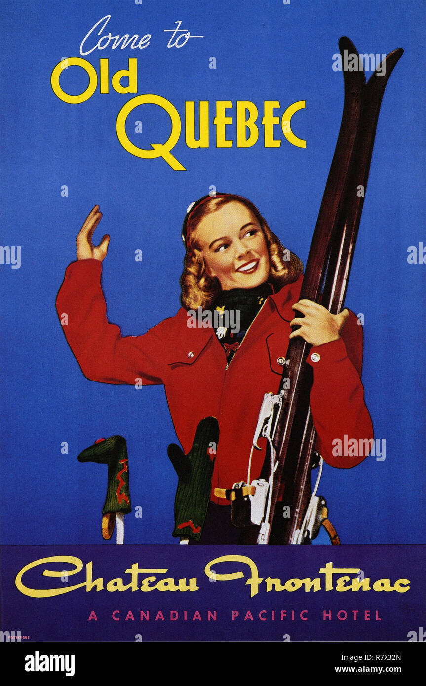 Aux Chateau Frontenac Quebec - Vintage Travel Poster Stockfoto