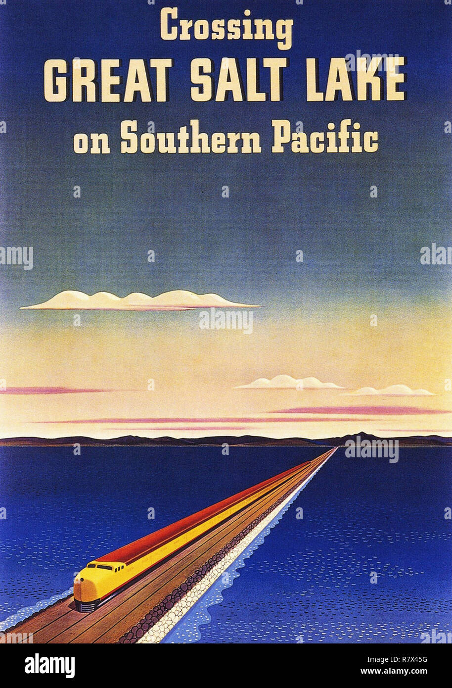 Kreuzung Great Salt Lake im südlichen Pazifik - Vintage Travel Poster Stockfoto