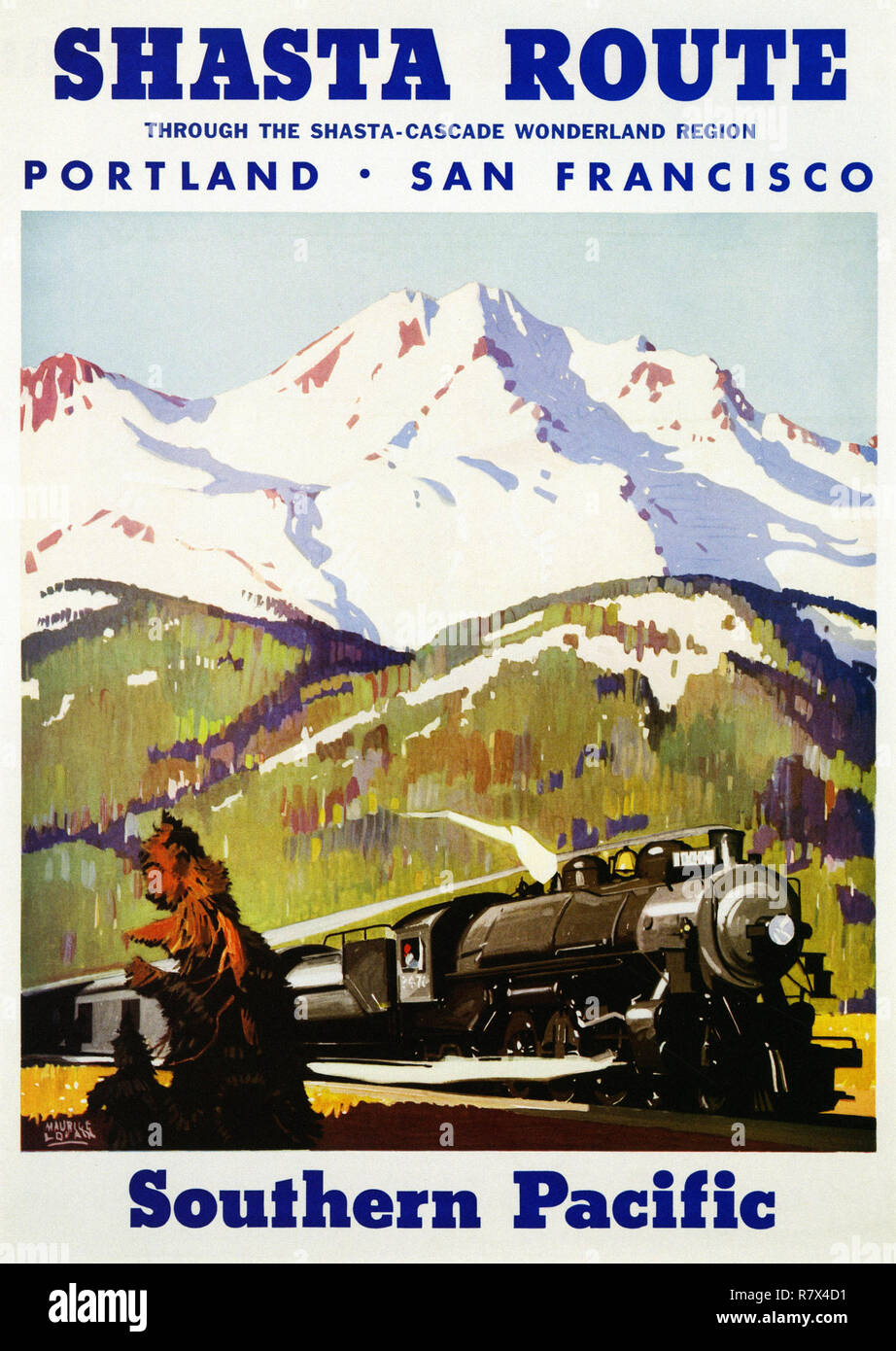 Southern Pacific Shasta Route - Vintage Travel Poster Stockfoto